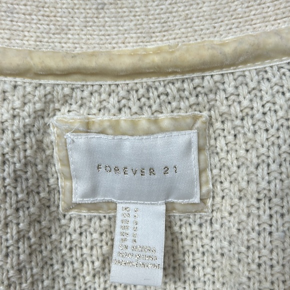 Vintage Forever 21 wool blend cream sweater cardigan size small - Picture 2 of 5